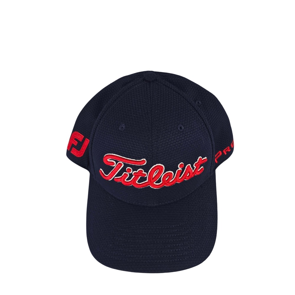 Titleist Mens A-Flex Golf Hat Navy Blue Red Pro V1 FootJoy L/XL‎ Performance Cap